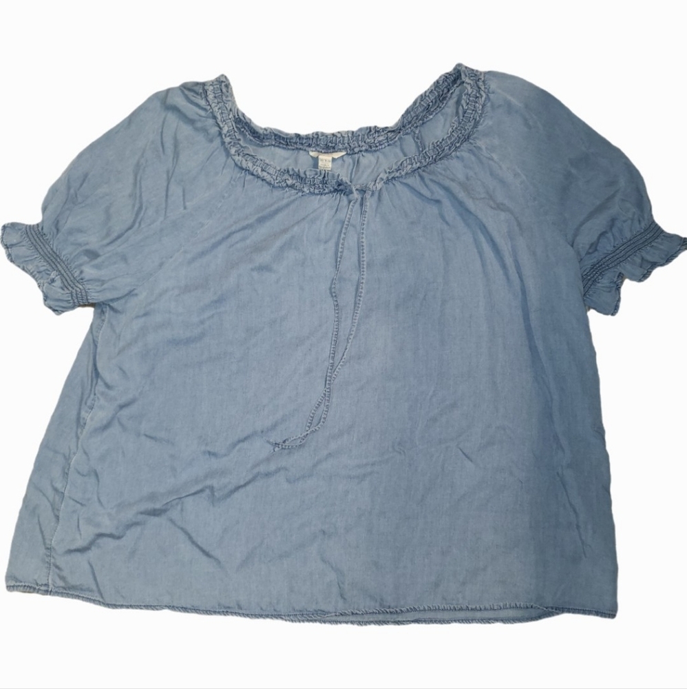 Est 1946 Chambray Blue Baby Doll Top